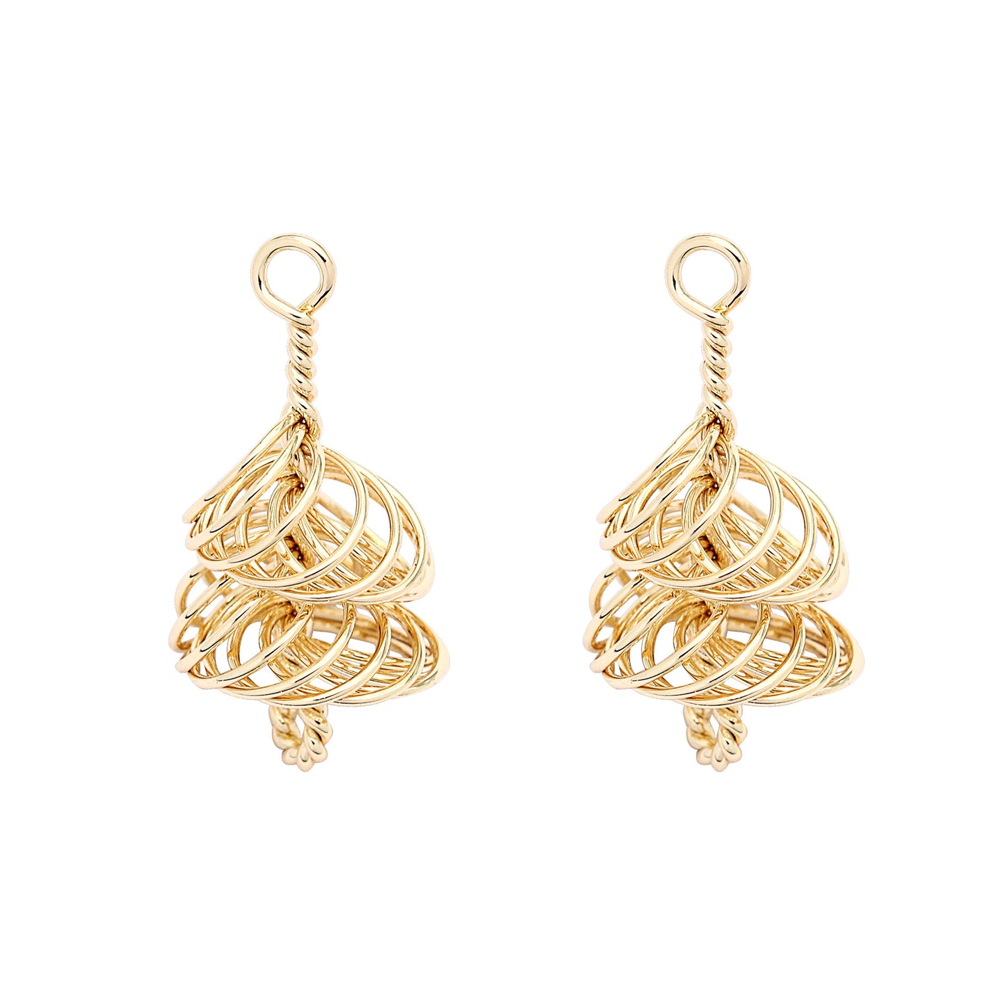 Connecteur de charme de cône enveloppé de fil torsadé à 5 doubles boucles 14K GF