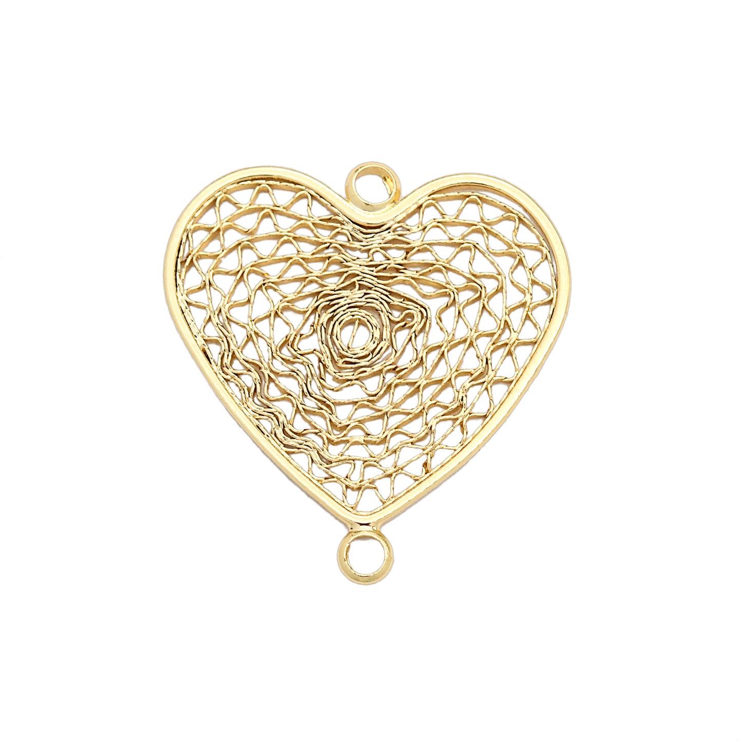 10 connecteurs de charme coeur creux à double boucle 14K GF
