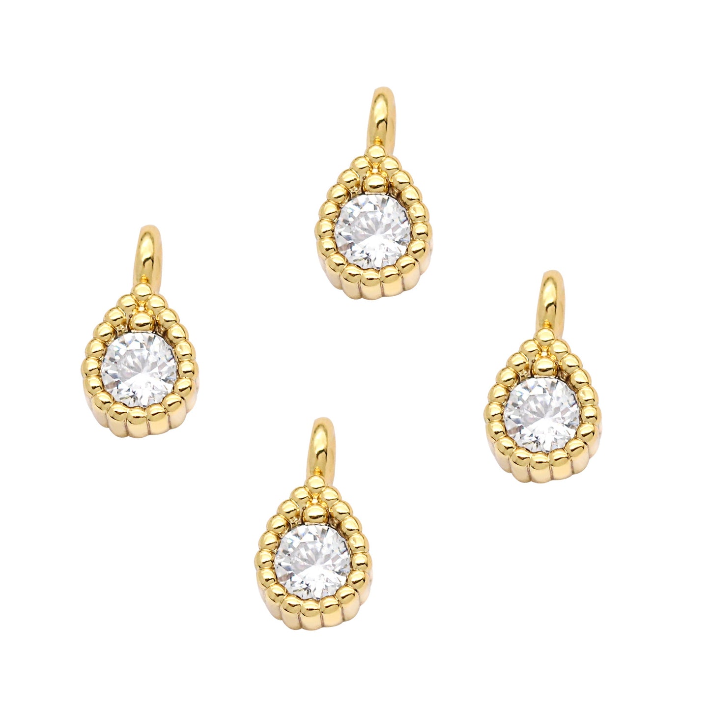 10 minuscules pendentifs à breloque goutte d'eau strass embellis 14K GF