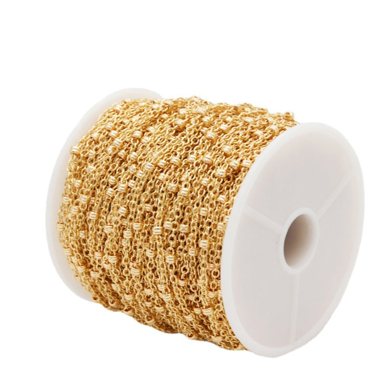 2 Meters Beaded Charm Flat O Link Thin Cable Chain 14K GF