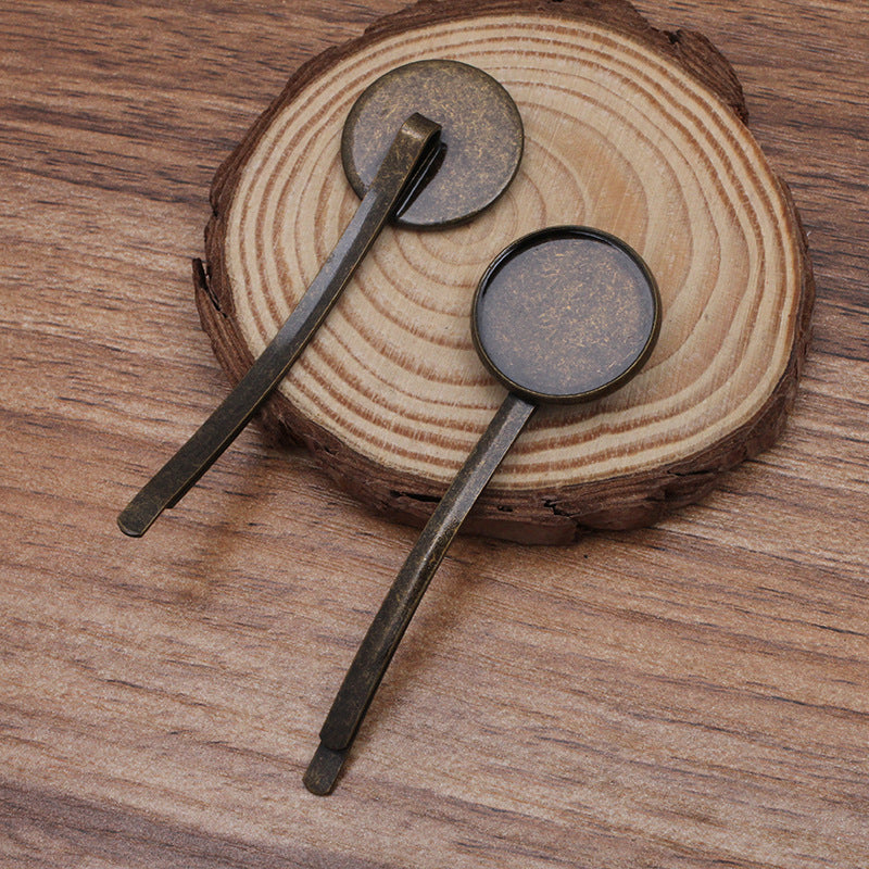 20 schlichte Rand-Bezel-Cup-gebogene Haarspangen-Haarnadel-Bronze, 20 mm, runde Cabochon-Rohling-Basis, Edelstein-Stück-Fassung