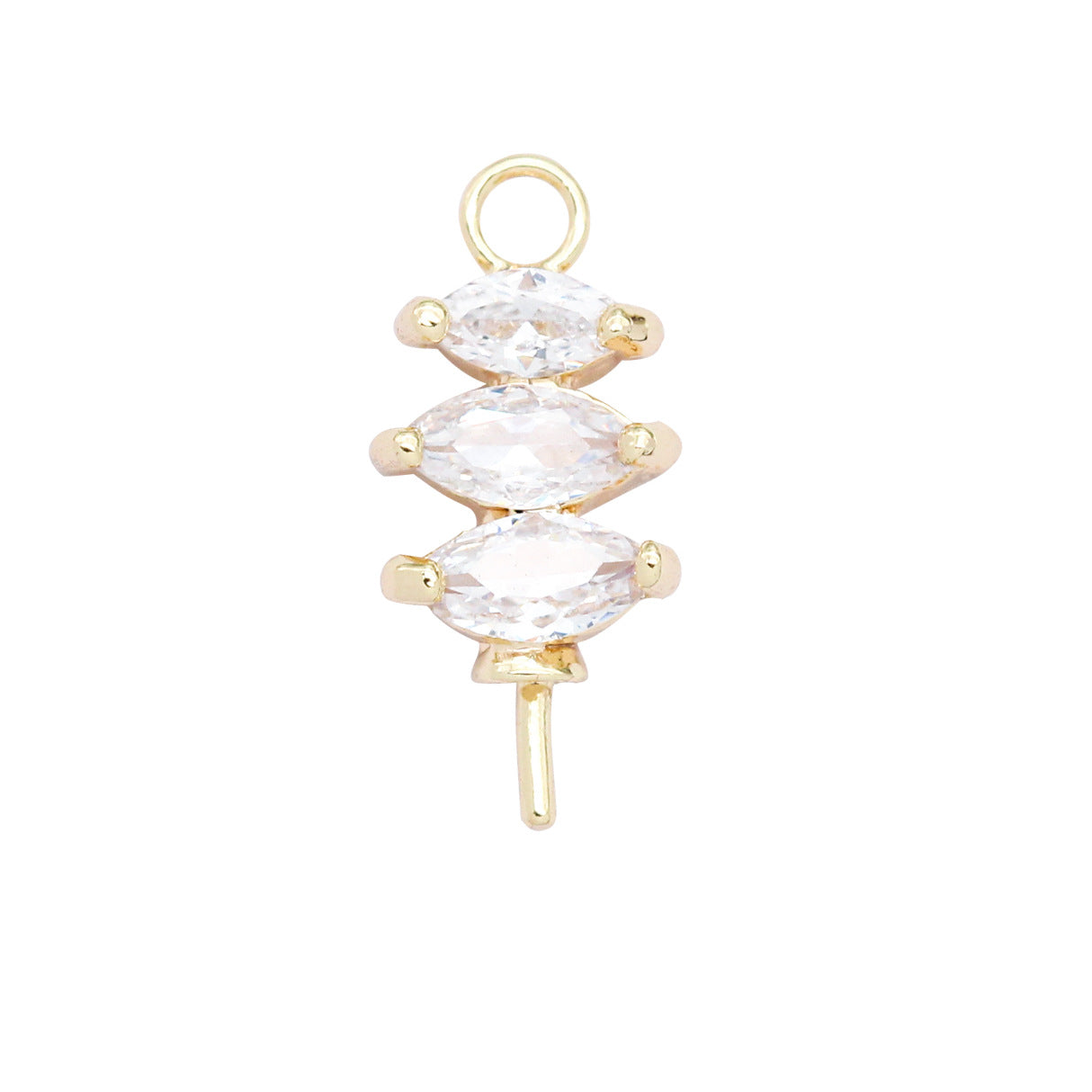 10-reihiger Charm-Anhänger mit Strassverzierung, 14K GF, halbgebohrte Perle, Rohling