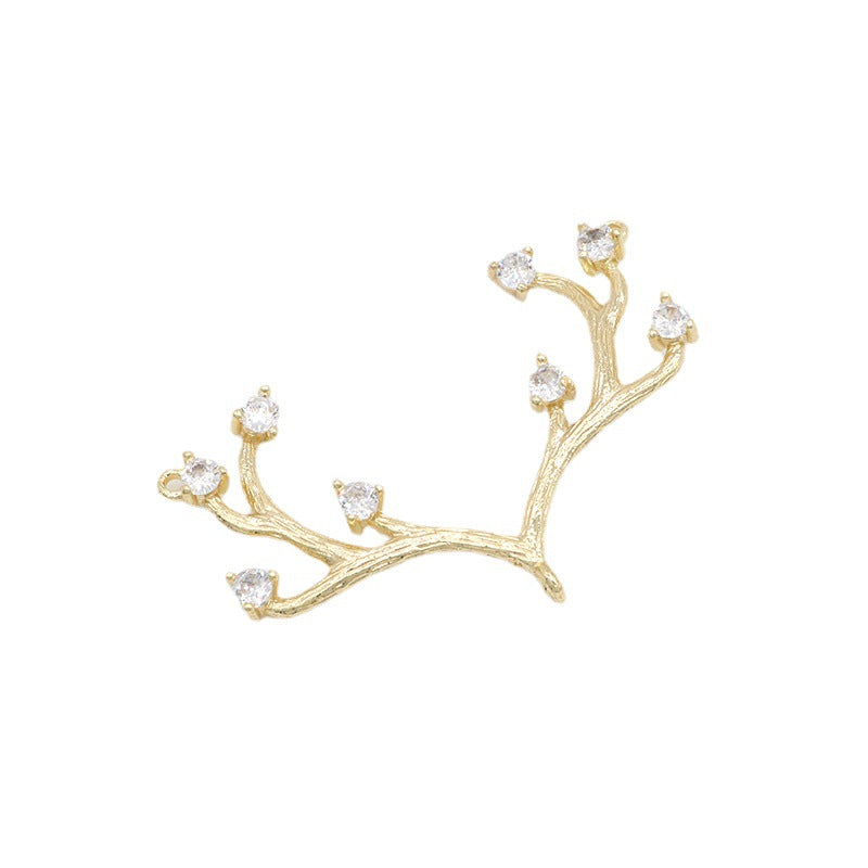 2 pendentifs à breloques en corne de renne à boucles multiples ornés de strass 14K GF