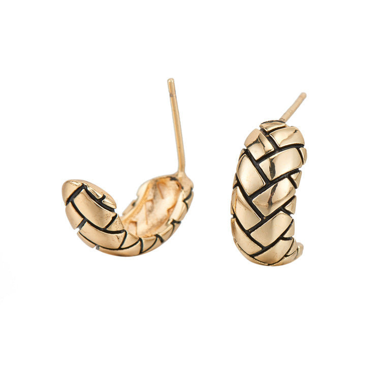 4 Semi Circle Chunky Stud Earrings 14K GF Earing