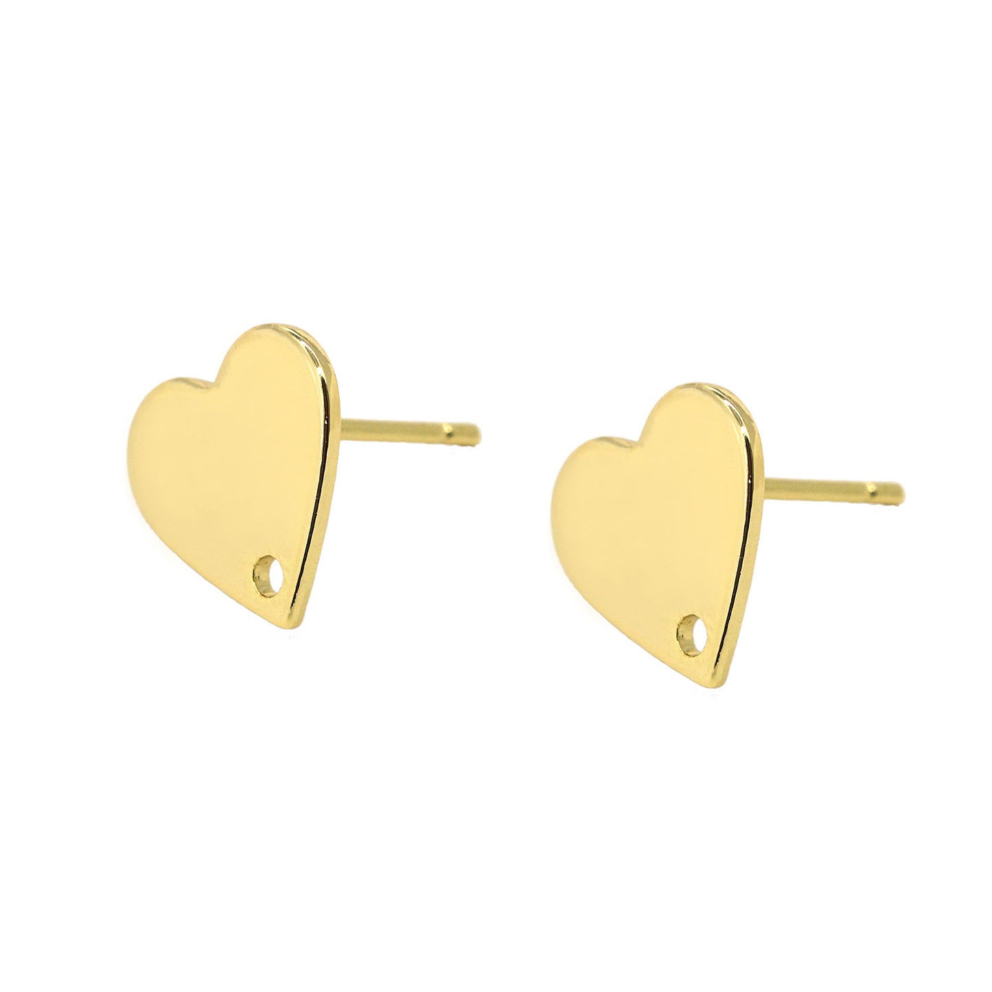 4 boucles d'oreilles coeur brillant avec trou 14K GF Earing