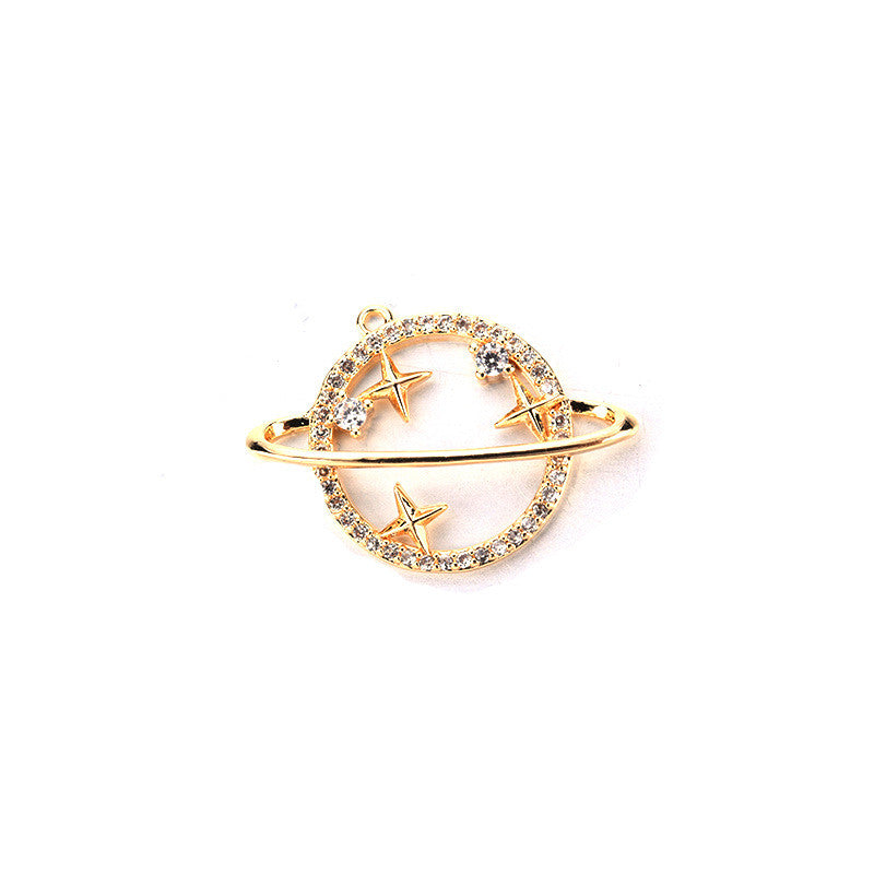 Pendentif à breloque Saturne 20 étoiles orné de strass 14K GF