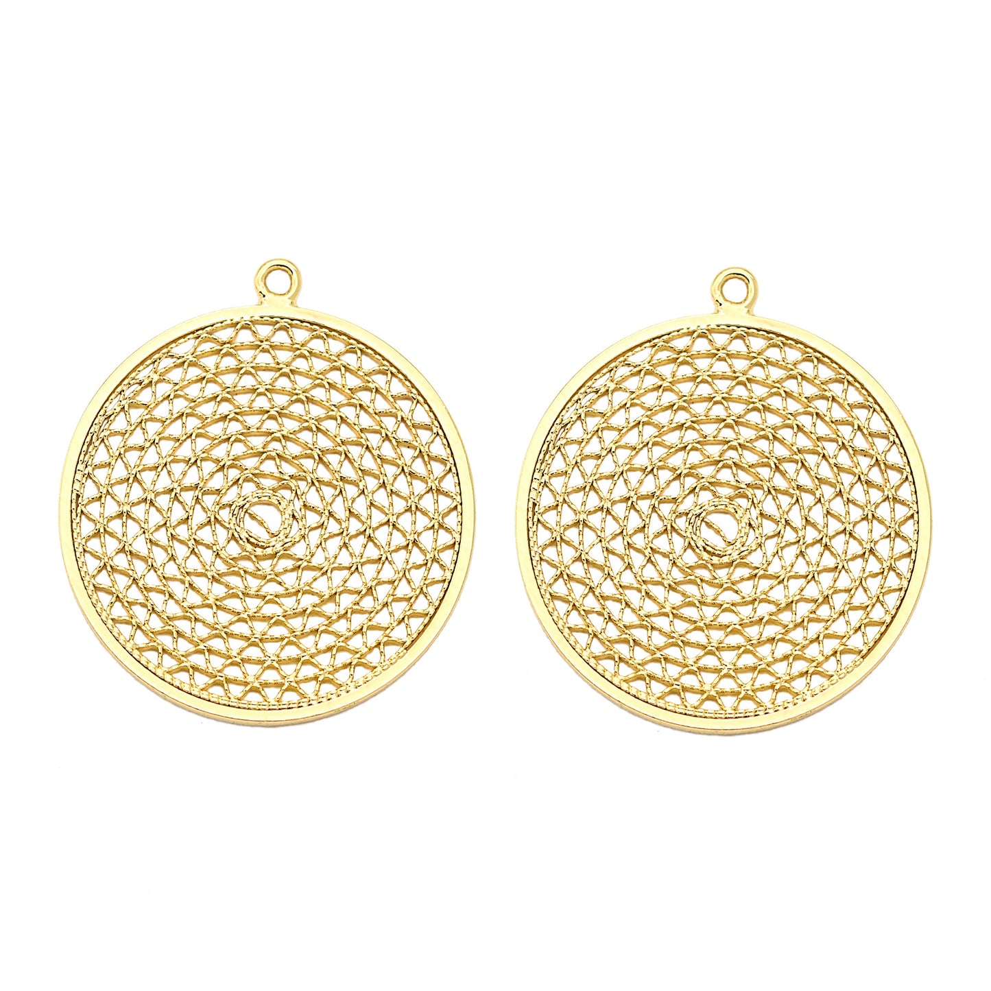 10 runde hohle Blumenstück-Charm-Anhänger aus 14 Karat GF