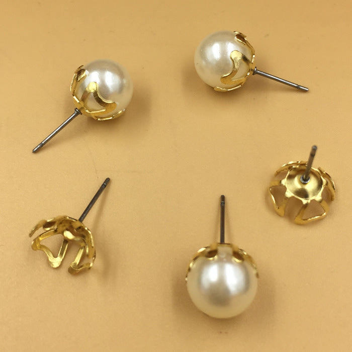 200 filigrane Blumen-Ohrstecker, 18 kg, 6 mm, 8 mm, 10 mm, runde, porenfreie Perlen-Rohlingsbasis, Edelsteinfassung