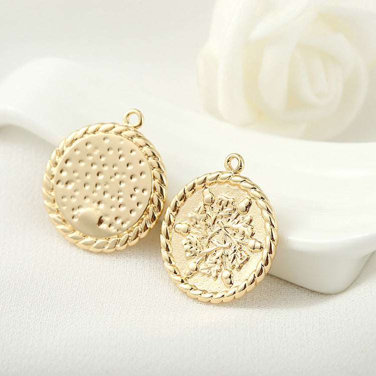 2 pendentifs à breloque en forme de portrait floral 14K GF