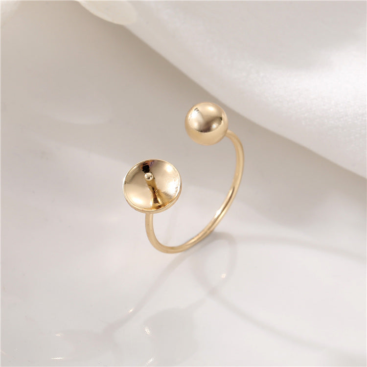 2 bague de déclaration sculptée en cercle ouvert 14K GF perle à moitié percée vierge