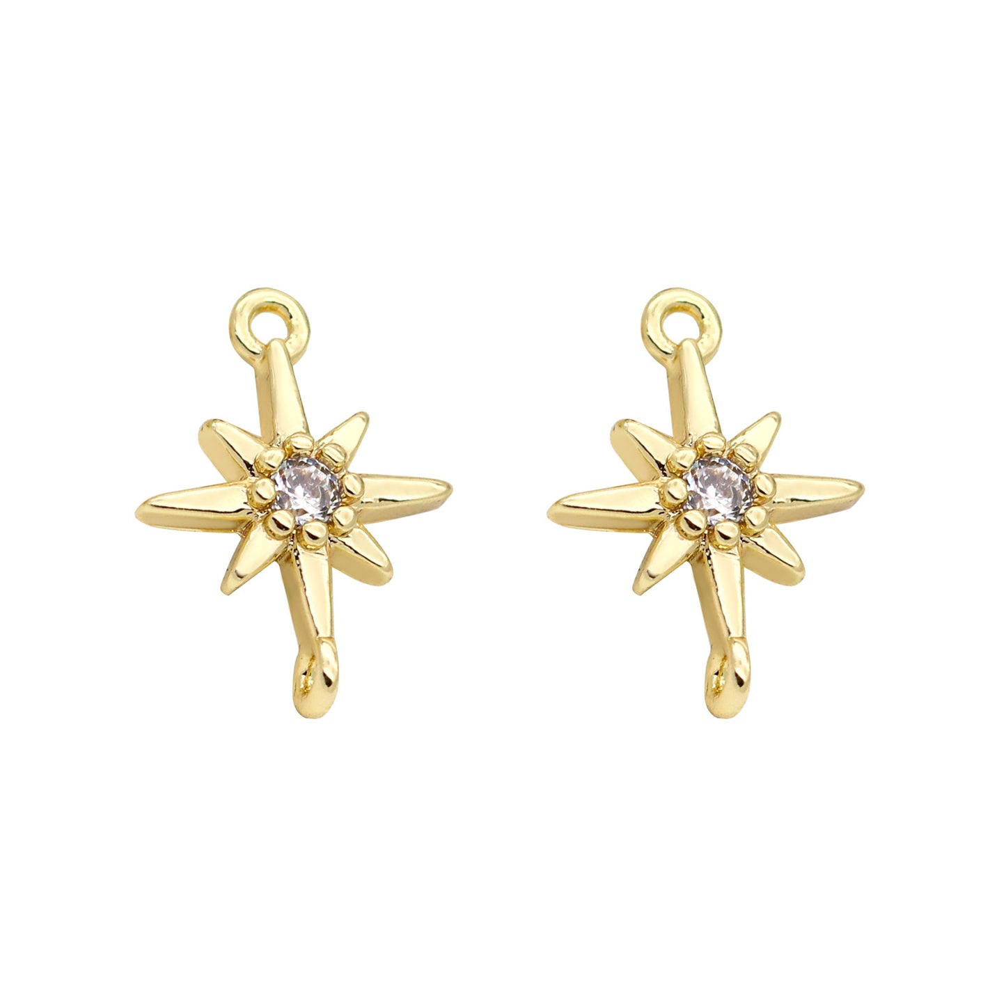 20 connecteurs de charme étoile à double boucle ornés de strass 14K GF