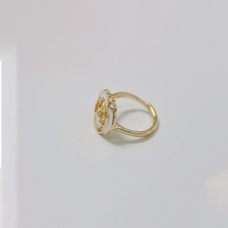 2 verstellbare kreisförmige Rosen-Blumen-Statement-Ringe, Emaille-Epoxidharz 14K GF