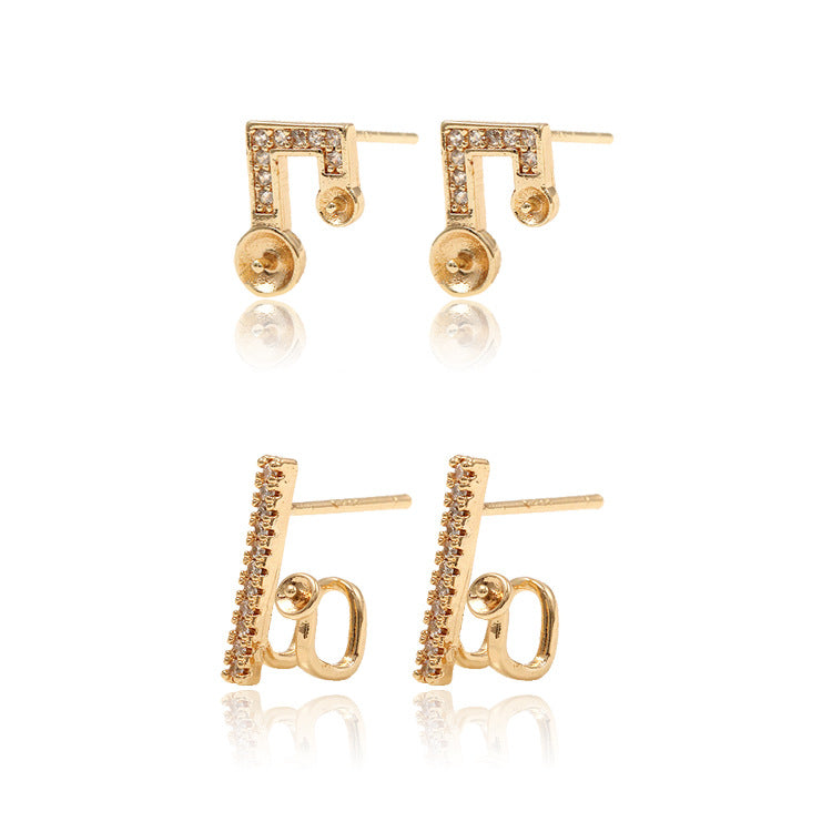 Boucles d'oreilles à tige en forme de barre à 4 bâtons, ornées de strass, 14 carats GF, perles à moitié percées, vierges