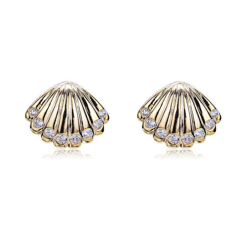 20 boucles d'oreilles à tige en coquillage avec boucle 14K GF ornées de strass
