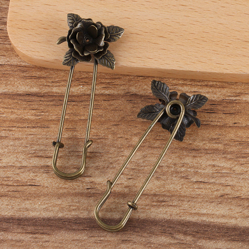 200 Filigree Floral Bead Cap Cup Safety Brooch Pin 18KGP Round Bead Blank Base Setting