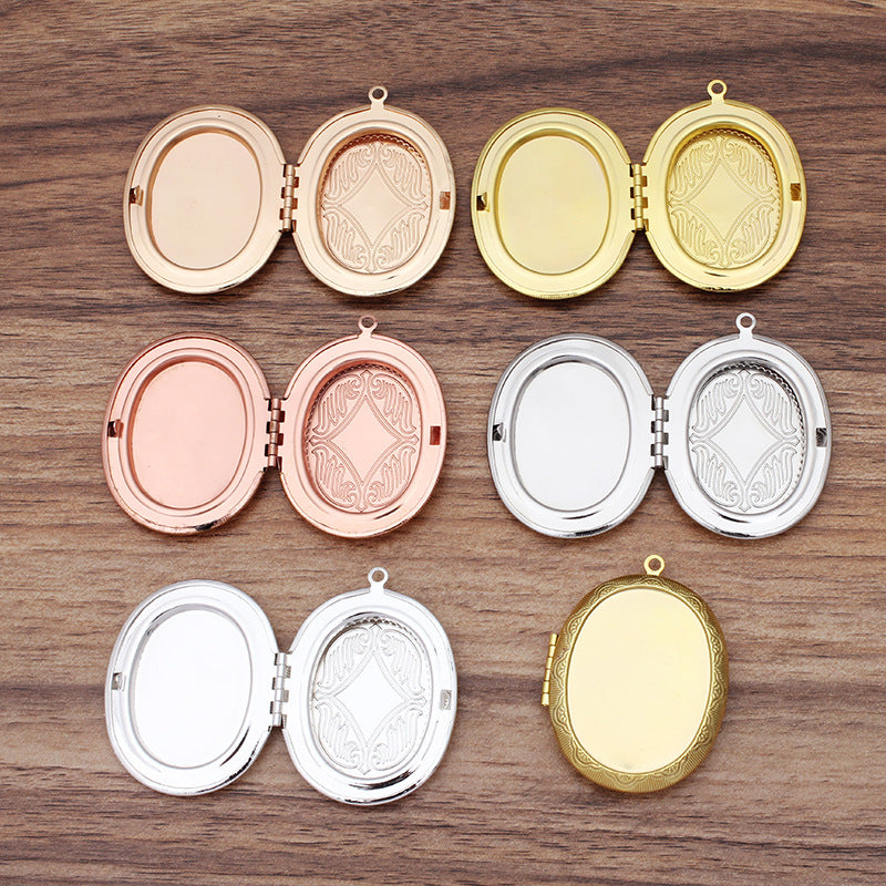 5 Filigree Bezel Cup Photo Locket Charm Pendant 18KGP 30x40mm Oval Cabochon Blank Base Gemstone Piece Setting