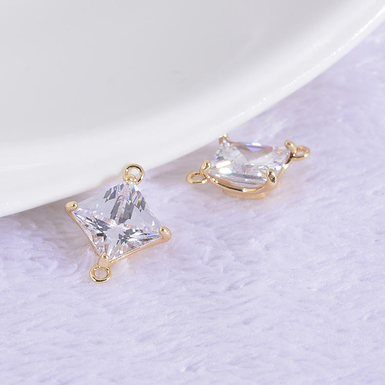 20 connecteurs de charme en diamant à double boucle ornés de strass 14K GF