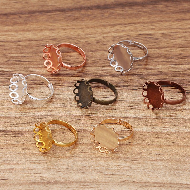 100 Scallop Edge Bezel Cup Ring 18KGP 10mm 12mm 14mm 15mm 16mm 18mm 20mm Round Cabochon Blank Base Gemstone Setting