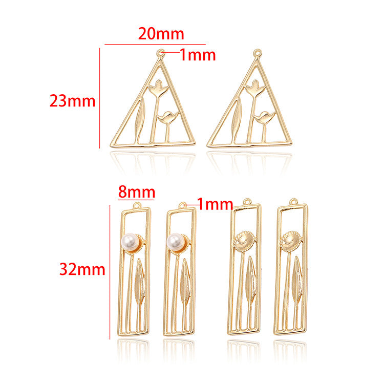 10 pendentif à breloque triangle floral creux 14K GF
