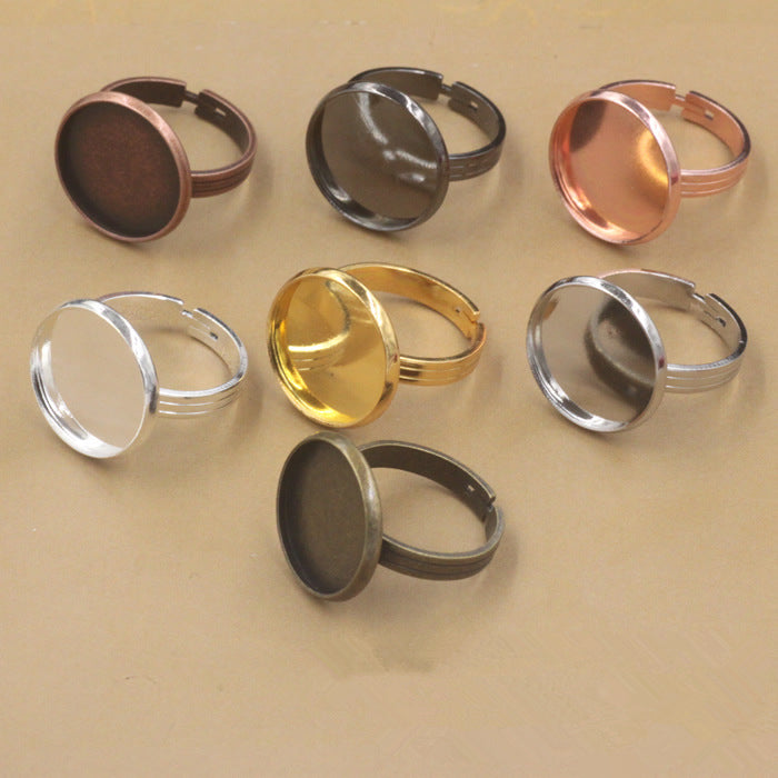20 Plain Bezel Cup Openable Circle Ring 18KGP 10mm 12mm 14mm 16mm 18mm 20mm Round Cabochon Blank Base Gemstone Setting
