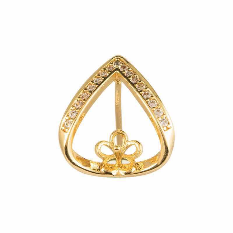10 florale Wassertropfen-Kreis-Ohrstecker mit Strasssteinen, 14K GF-Ohrring, halbgebohrte Perle, Rohling