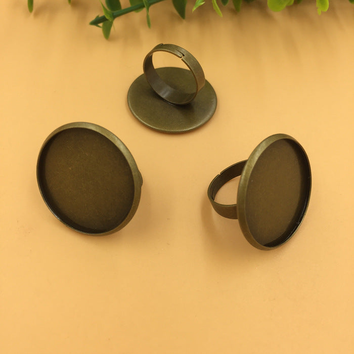 100 Plain Ring 18KGP 25mm Round Cabochon Blank Base Gemstone Setting