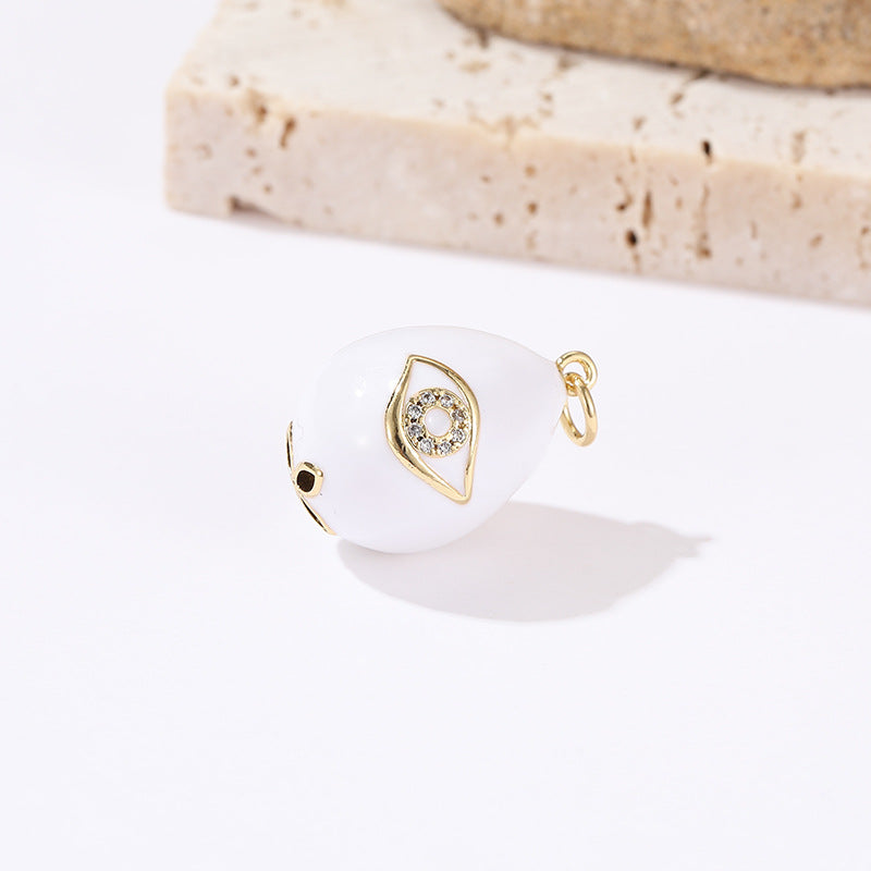 2-Augen-Osterei-Charm-Anhänger, Emaille, Epoxidharz, Strass, 14 K GF