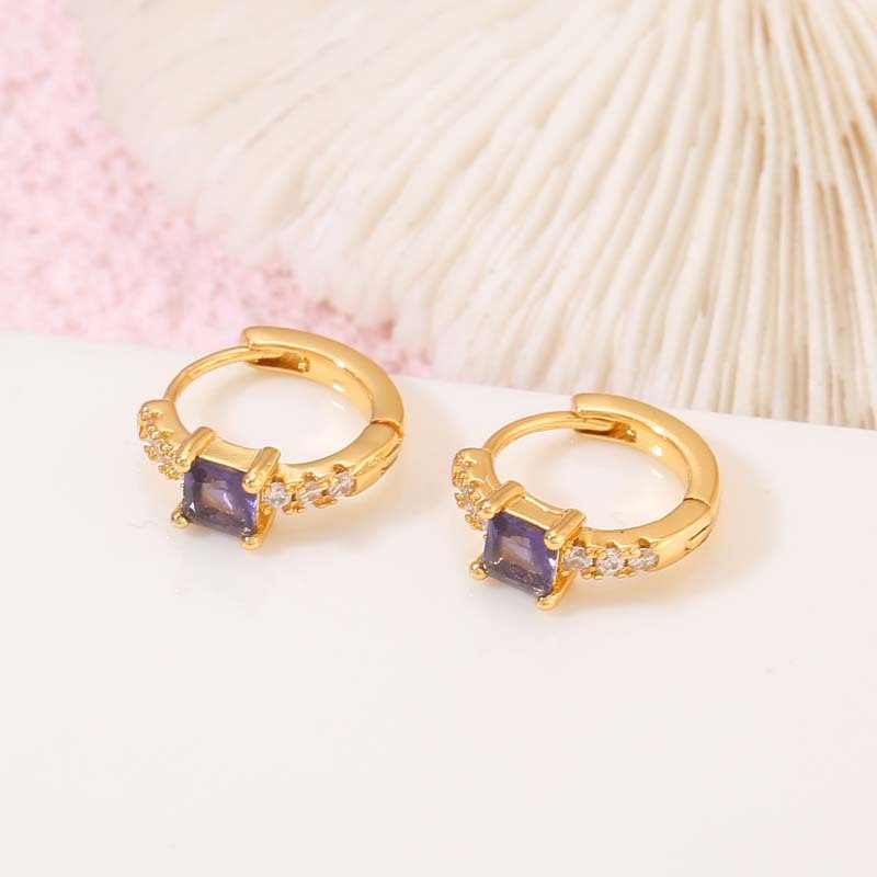 4 boucles d'oreilles créoles rondes ornées de strass 14K GF