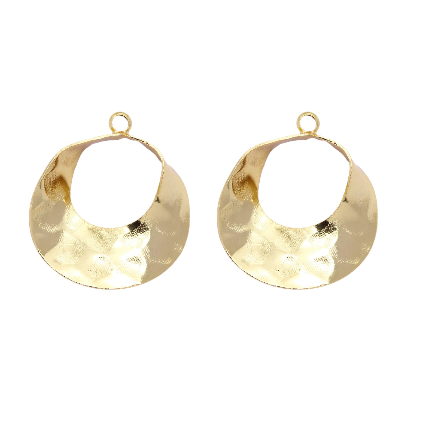 10 Curved Hammered Circle Charm Pendant 14K GF