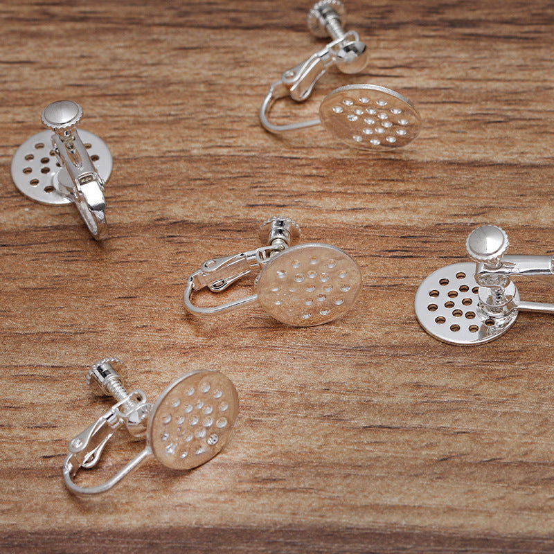 20 boucles d'oreilles à Clip à vis d'oreille, 20 trous multiples, bord uni, lunette, 18KGP, cabochon rond de 12mm, Base vierge, réglage de pièces de pierres précieuses