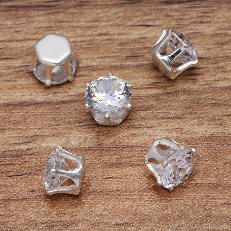 100 Charm-Anhänger mit sechs Krallen und flacher Rückseite, 18 kg, 8 mm Strasssteine, mit Zirkoneinlage