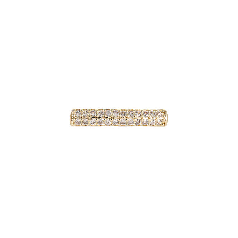 2 perles de charme de tuyau courbé ornées de strass 14K GF entretoise de perles