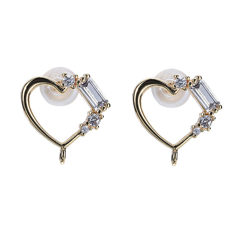 10 boucles d'oreilles à tige en forme de cercle de cœur avec boucle 14K GF ornées de strass
