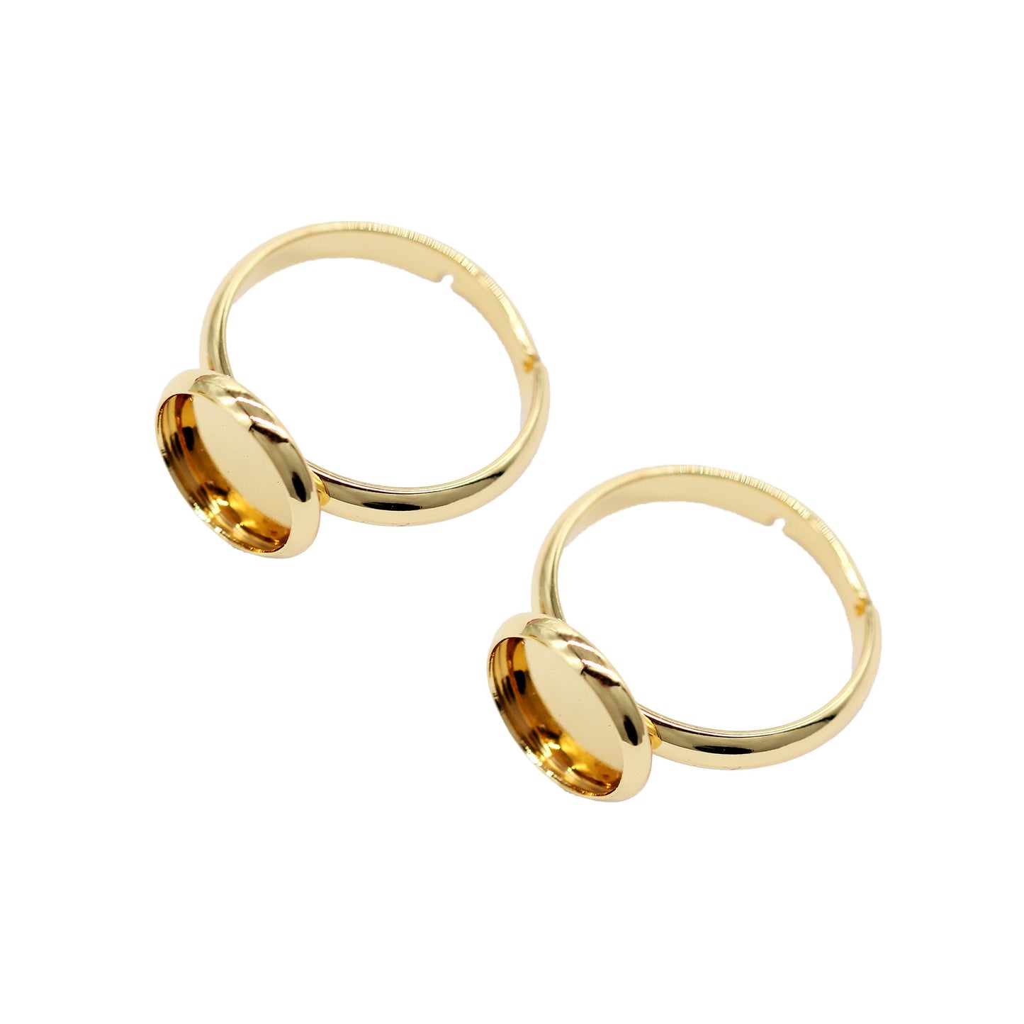 2 Round Open Circle Statement Ring 14K GF Cabochon Dome Base Blank