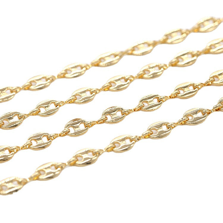 Chaîne de câbles ovales à maillons infinis de 2 mètres, 14K GF