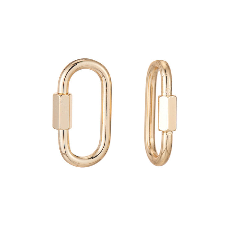 2 fermoirs à vis pour porte-clés à cercle oblong 14K GF