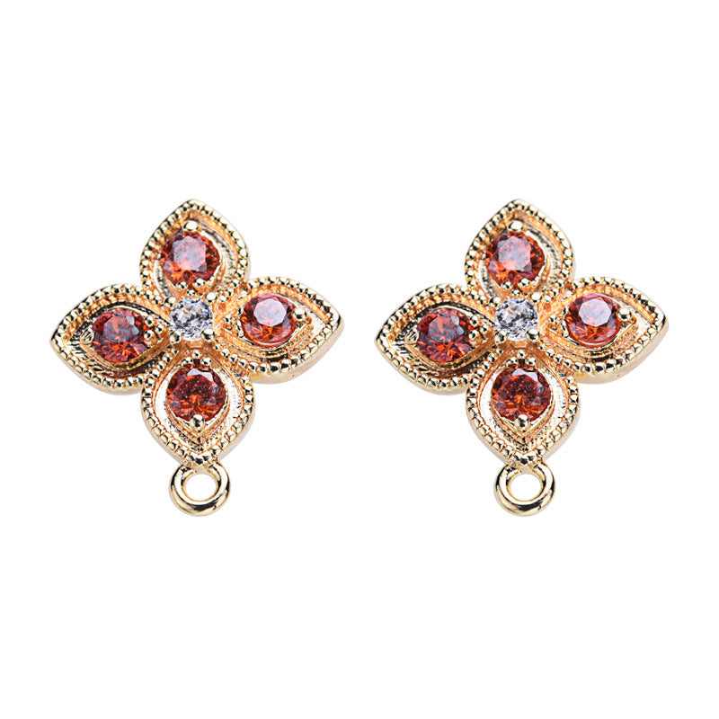 20 boucles d'oreilles à tige florales avec boucle d'oreille ornée de strass 14K GF