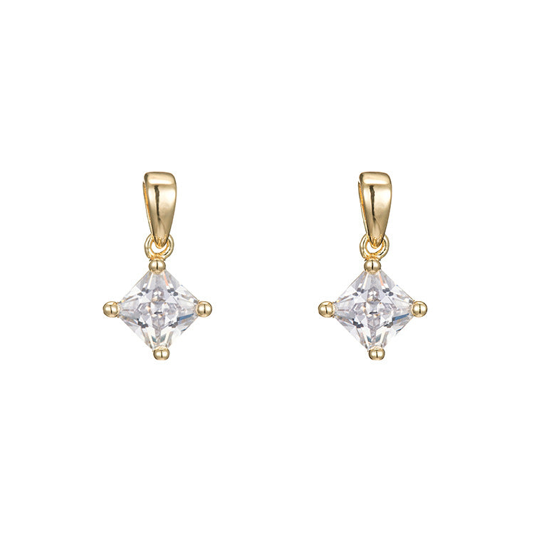 Pendentif à breloque 2 diamants orné de strass 14K GF