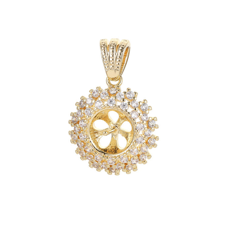 2 pendentif à breloque infini floral strass embelli 14K GF perle à moitié percée perle vierge