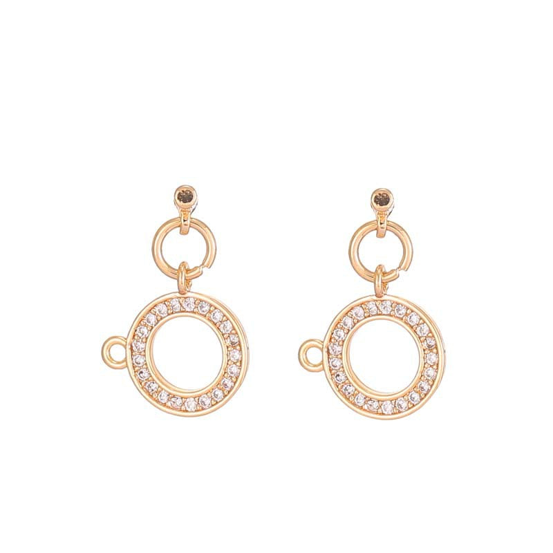 2 Round Circle OT Clasp 14K GF Rhinestone Embellished Clasps Connector