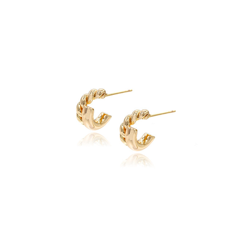 4 boucles d'oreilles à tige torsadées en demi-cercle 14K GF Earing