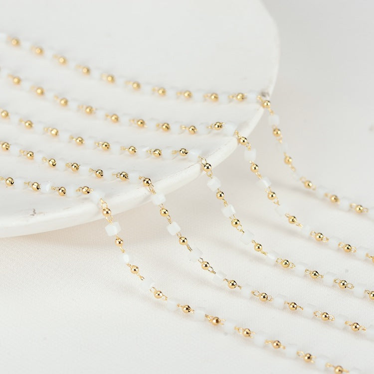 2 Meter kubische Perlenkette mit 14-Karat-GF-Strasssteinen verziert