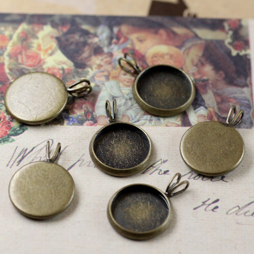 50 pendentif à breloque de tasse de lunette à bord uni 18KGP 10mm 12mm 14mm 16mm 18mm 20mm cabochon rond Base vierge réglage de pierres précieuses