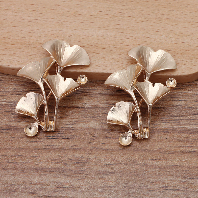 20 boucles de ficelle de cheveux de charme de feuille de Ginkgo 18KGP 4-8mm perle ronde non poreuse Base vierge réglage de perles de pierres précieuses