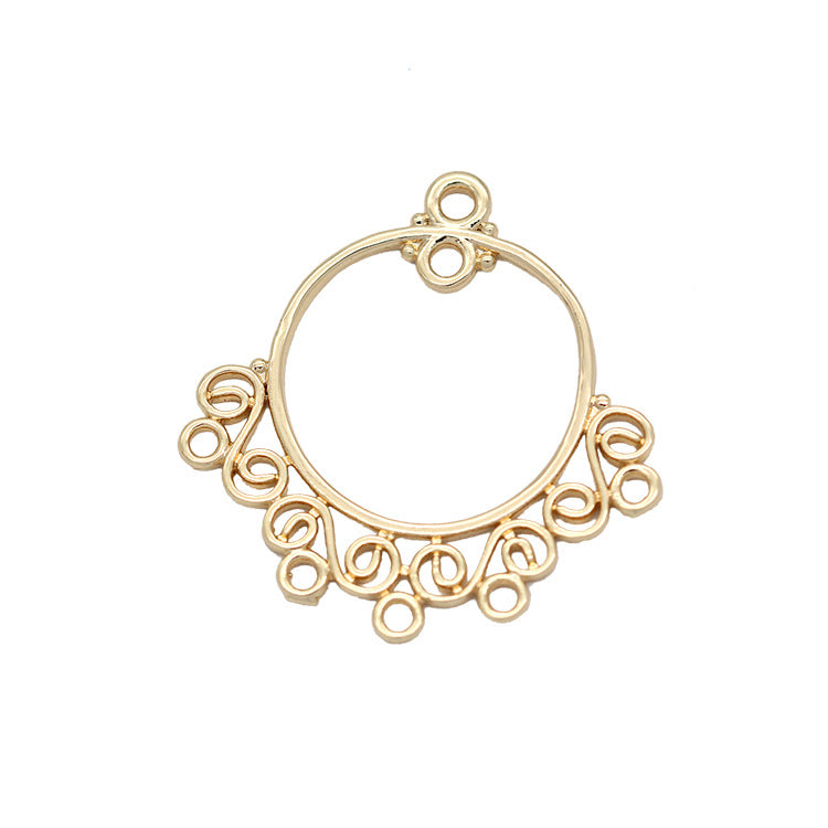 5 mehrfach geschlungene hohle Blumen-Kreisstück-Charm-Anhänger aus 14-karätigem GF