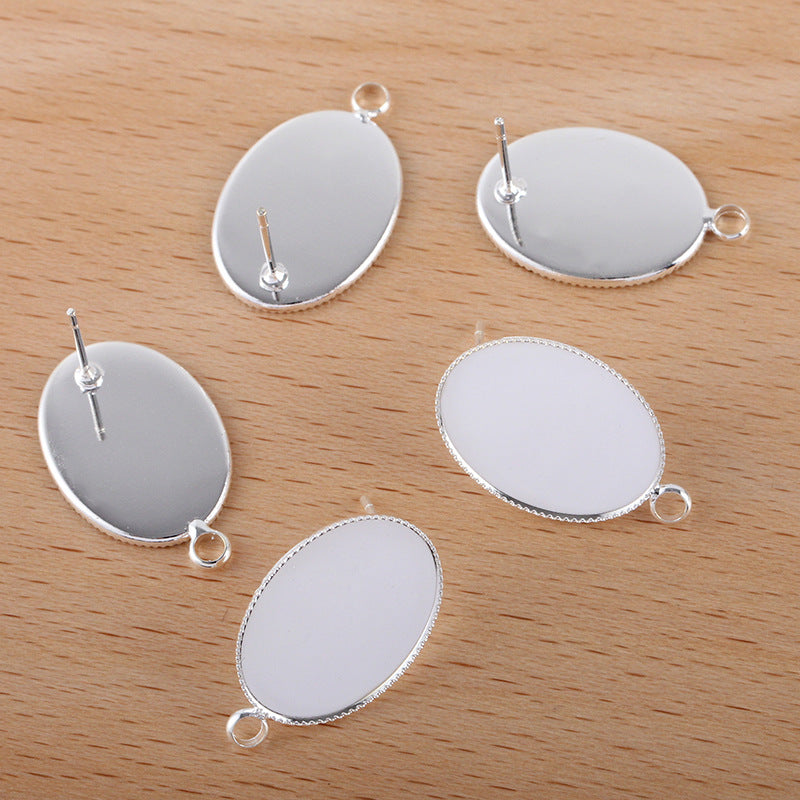 50 Serrated Edge Bezel Cup Stud Earrings 18KGP 13x18mm Oval Cabochon Blank Base Gemstone Setting