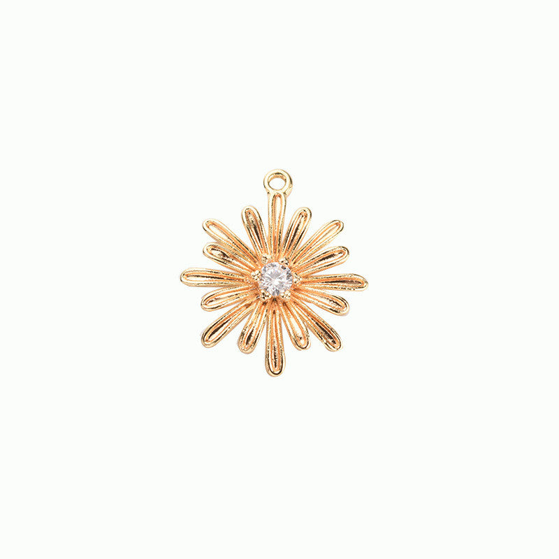 20 pendentif à breloque florale orné de strass 14K GF
