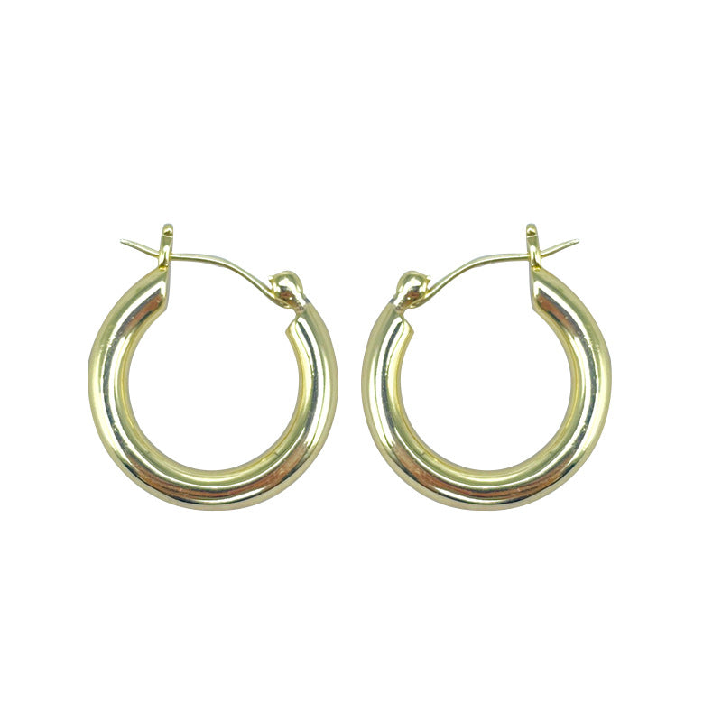 4 boucles d'oreilles créoles rondes brillantes et épaisses 14K GF