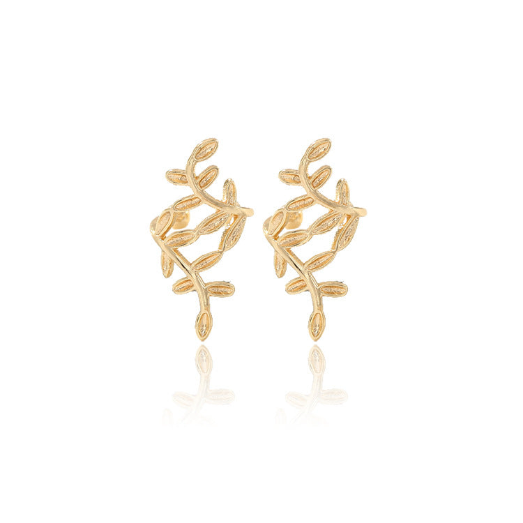 4 boucles d'oreilles à feuilles creuses, manchettes d'oreille, grimpeur sans perçage, boucle d'oreille 14K GF