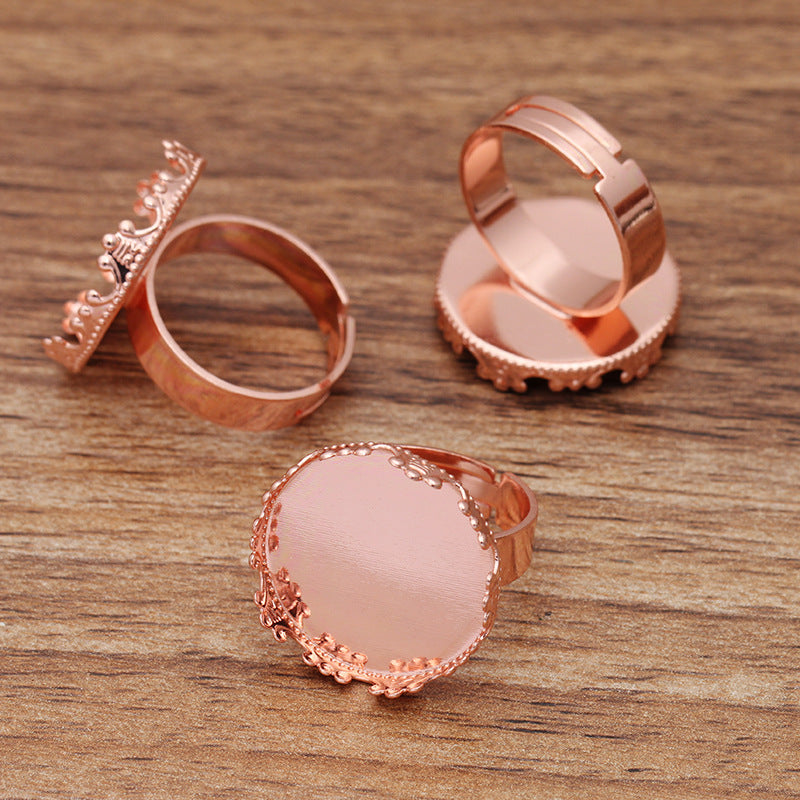 100 couronne bord lunette tasse anneau ouvrable 18KGP 20mm cabochon rond Base vierge réglage des pierres précieuses